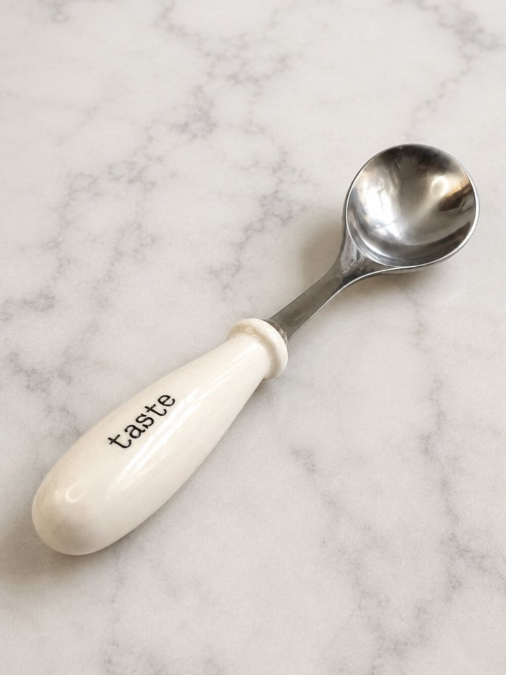 Joseph A. Collection Ceramic Handle Serving Spoon White Kitchen Utensil 10"